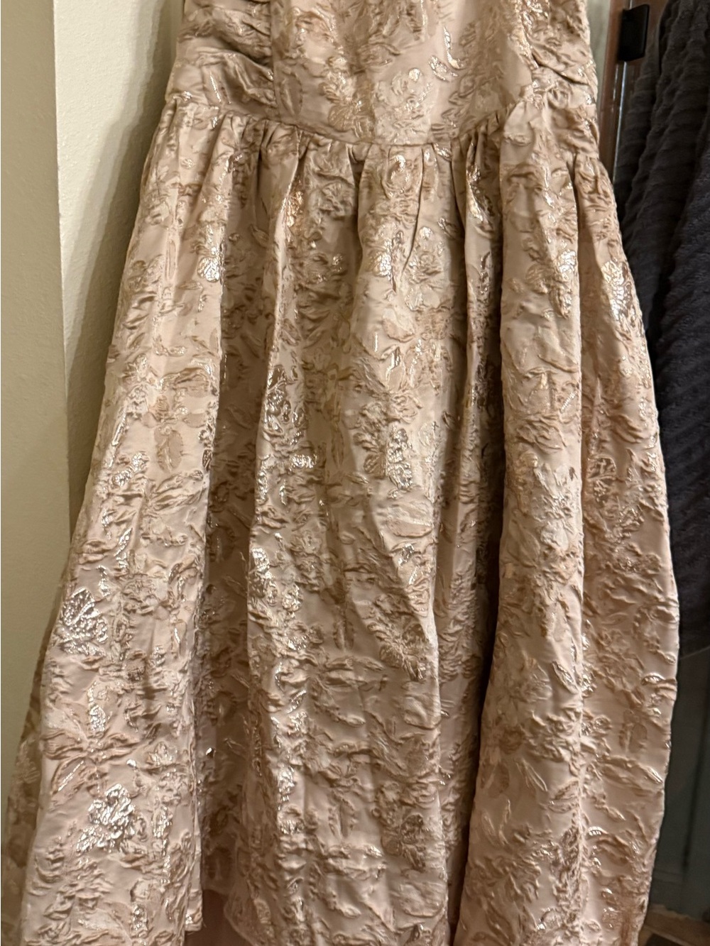 Fashion Nova Champagne Embellished Prom Dress
